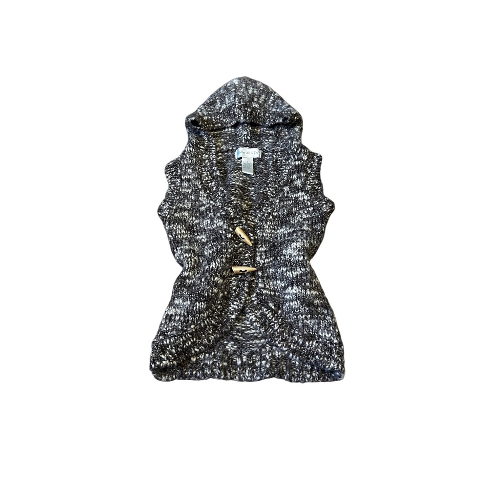 Between Me & You Women Small Brown Wool Blend‎ Chunky Hooded Toggle Sweater Vest